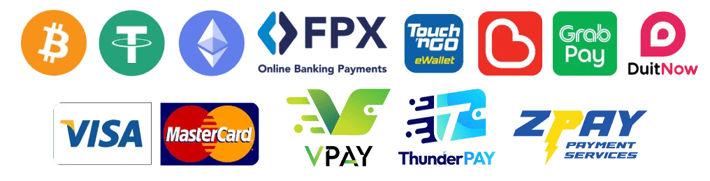 Crown99 Payment Methods - DuitNow QR, FPX Online Banking, Touch n Go, GrabPay, Maybank, CIMB
